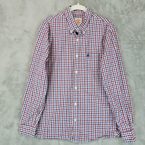 Brooks Brothers Other - Brooks Brothers Red Fleece Shirt Mens Size M Red/Blue/White Plaid 100% Cotton